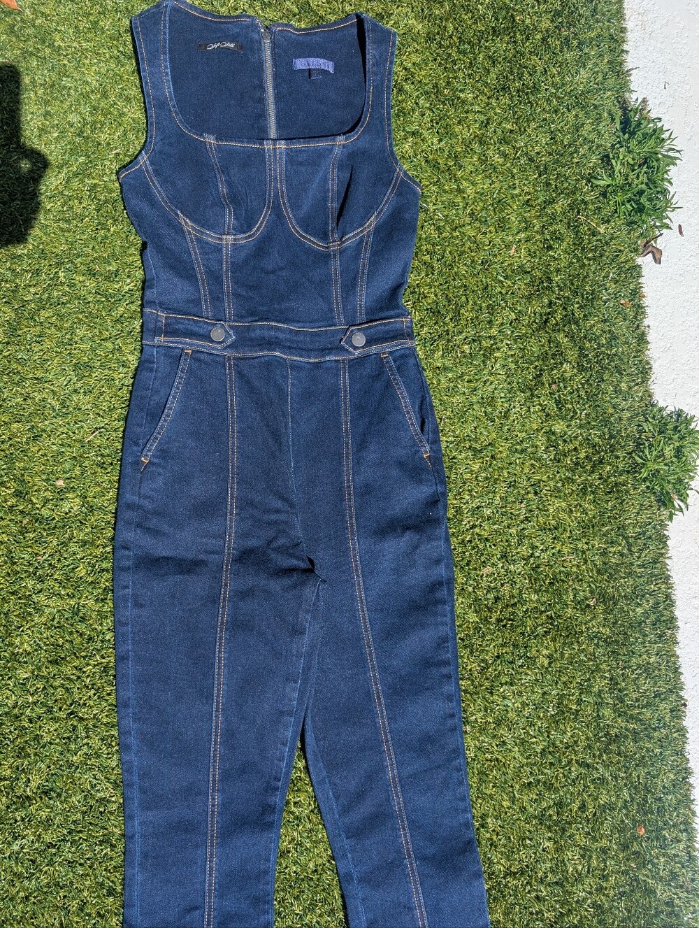 Guess Dark Blue Denim Jumpsuit Pants